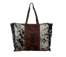 Load image into Gallery viewer, Rosalinda Cross Stitched Weekender Bag
