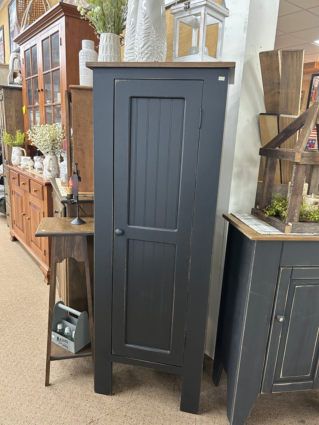 Black/Stain Single Pantry Cabinet