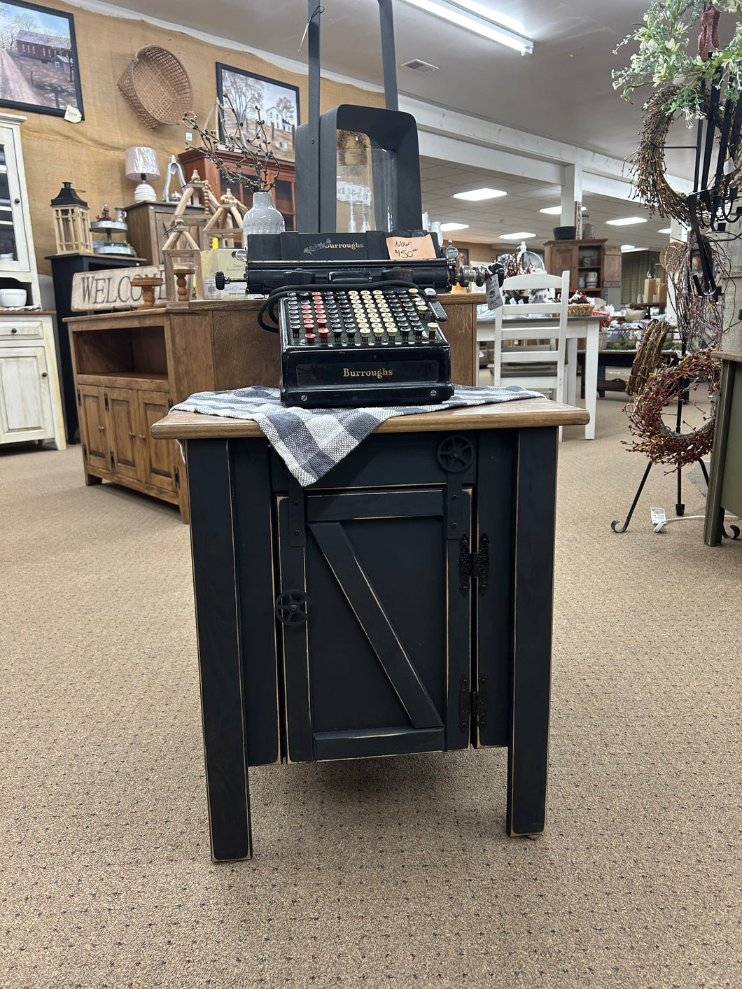 Black/Stain Small Barnwood Cabinet