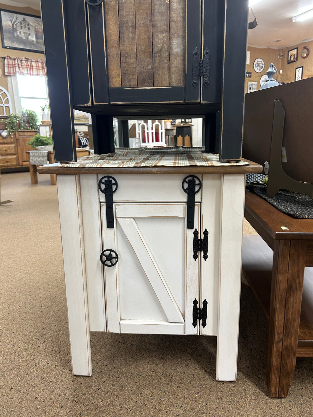 White/Stain Small Barnwood Cabinet