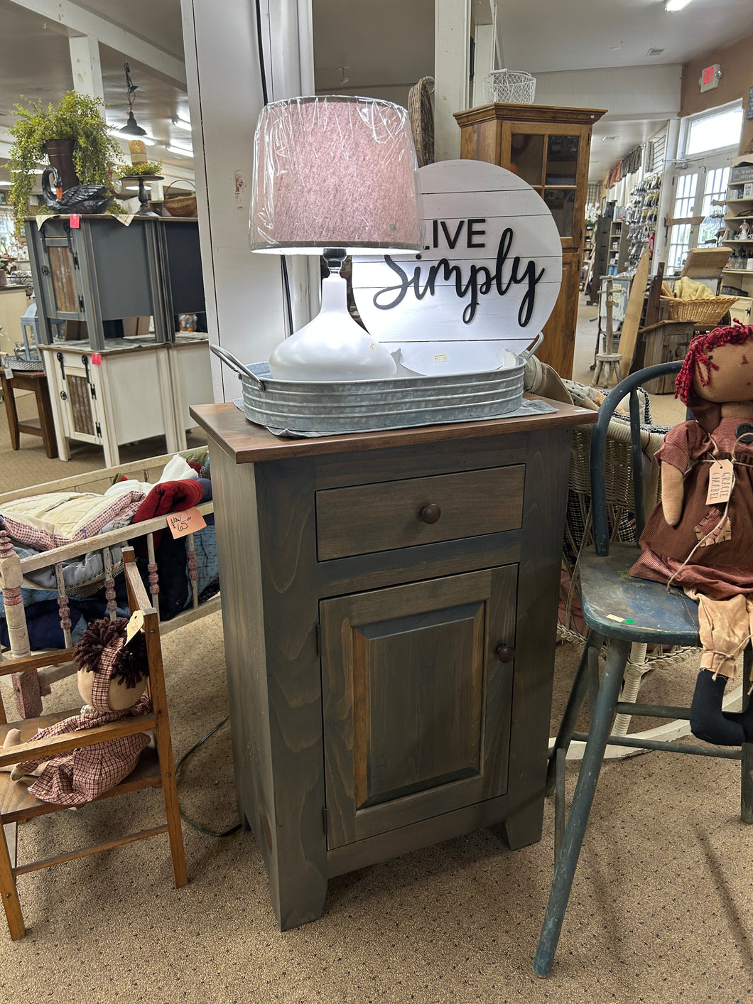Gray/Stain Small Jelly Cabinet w/ Drawer