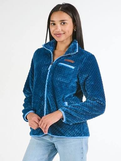 Dark Blue Sherpa Zip Up Jacket