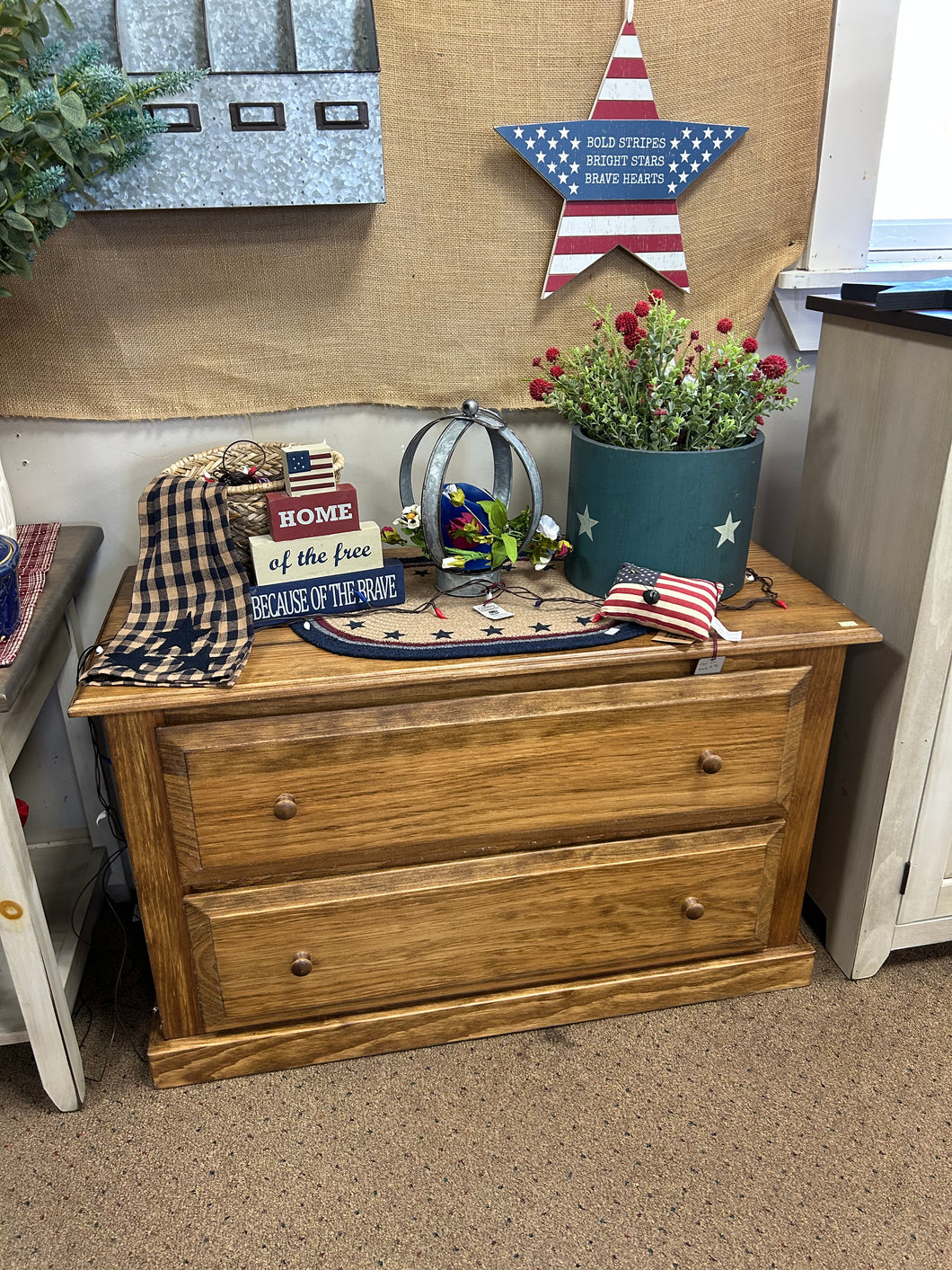 Early American Two Drawer Cabinet