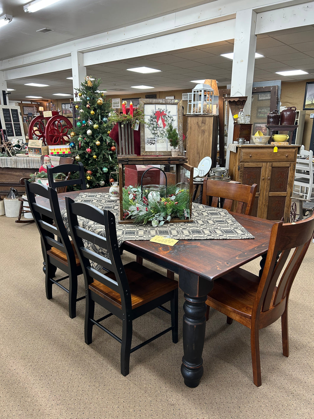 7’ Black/Micheals Cherry Farm Table