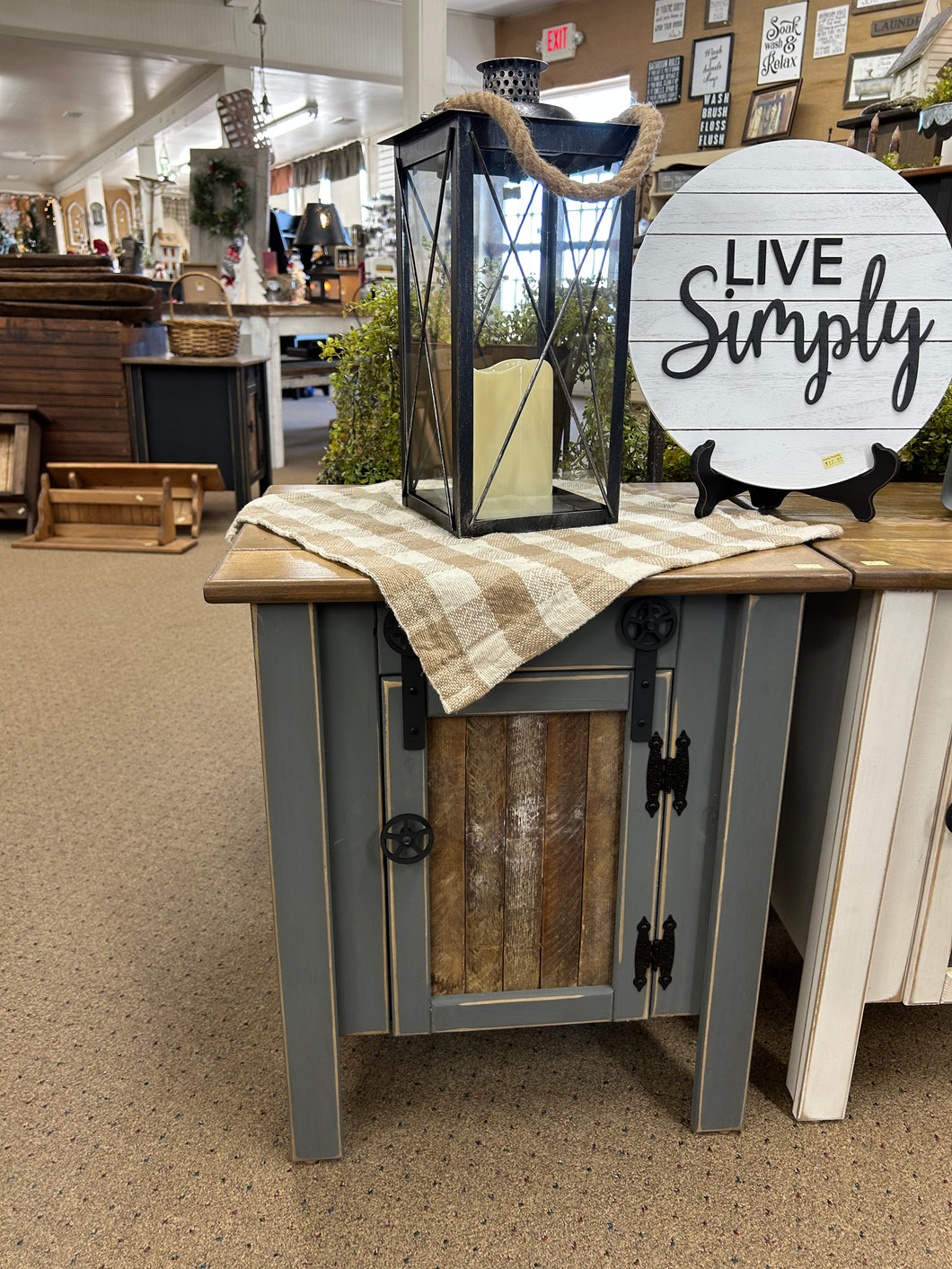 Gray/Stain Small Barnwood Cabinet