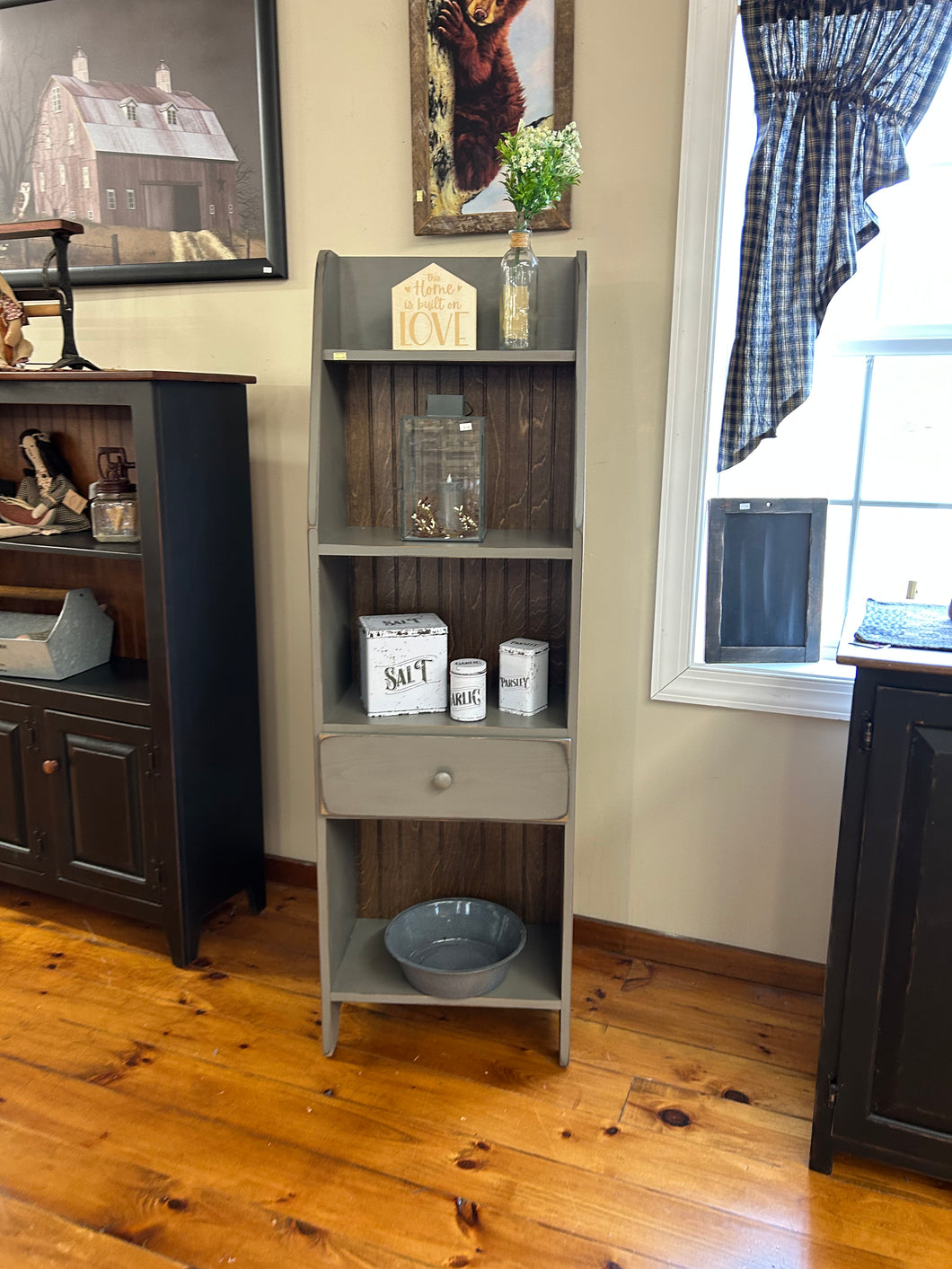 Gray/Stain Small Bookcase