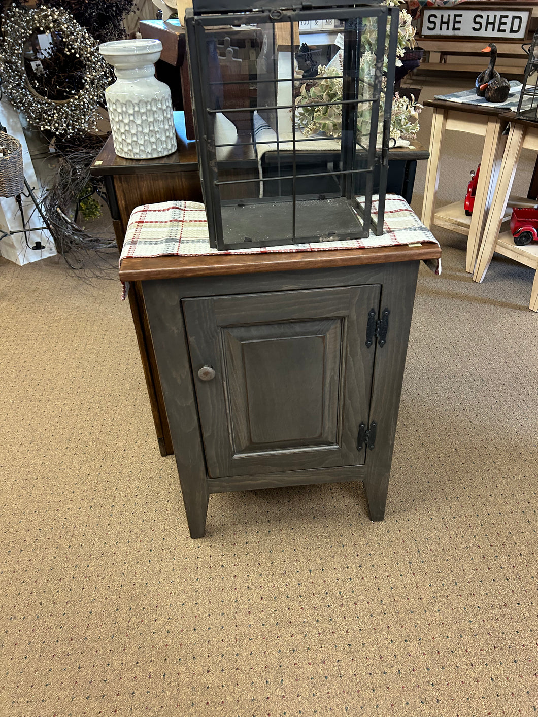 Gray/Stain One Door Cabinet