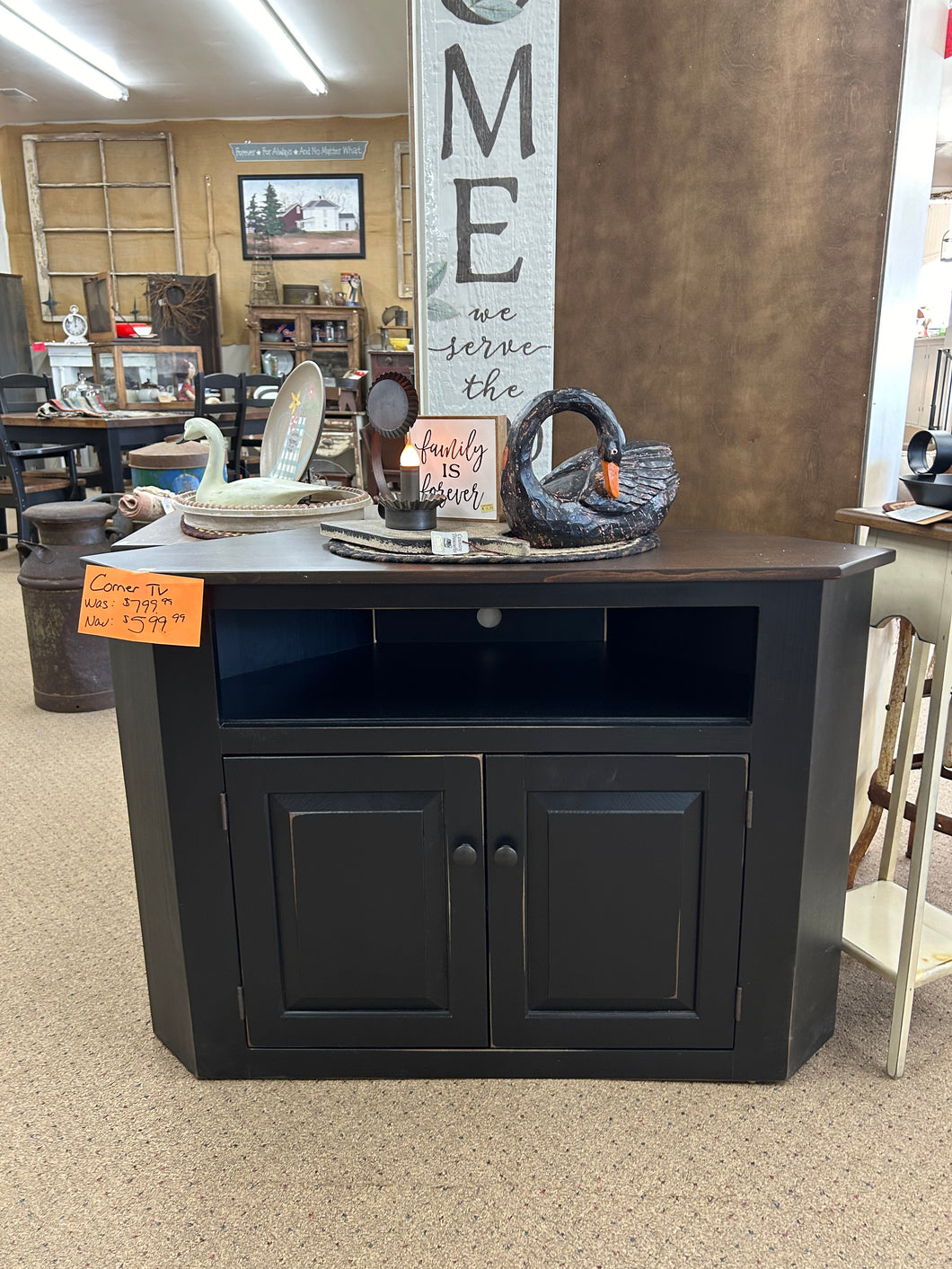 Black/Micheals Cherry TV Corner Stand