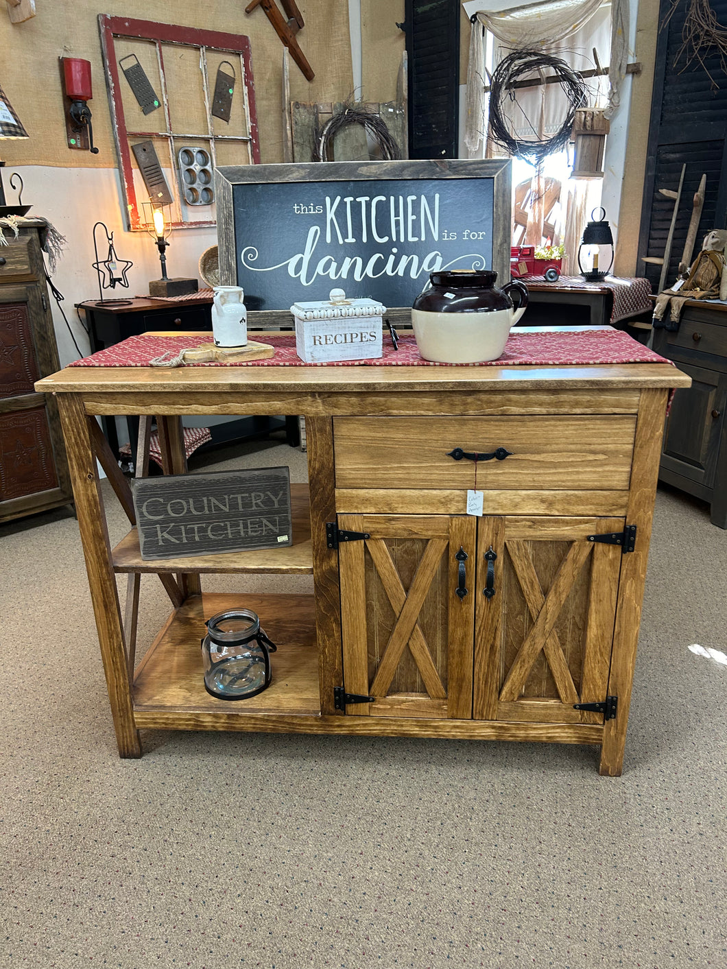 Early American Stain Open Kitchen Island
