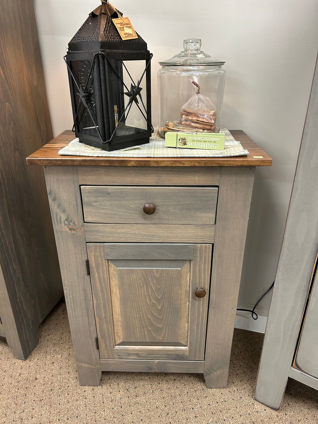 Gray/Stain Small Jelly Cabinet w/ Drawer