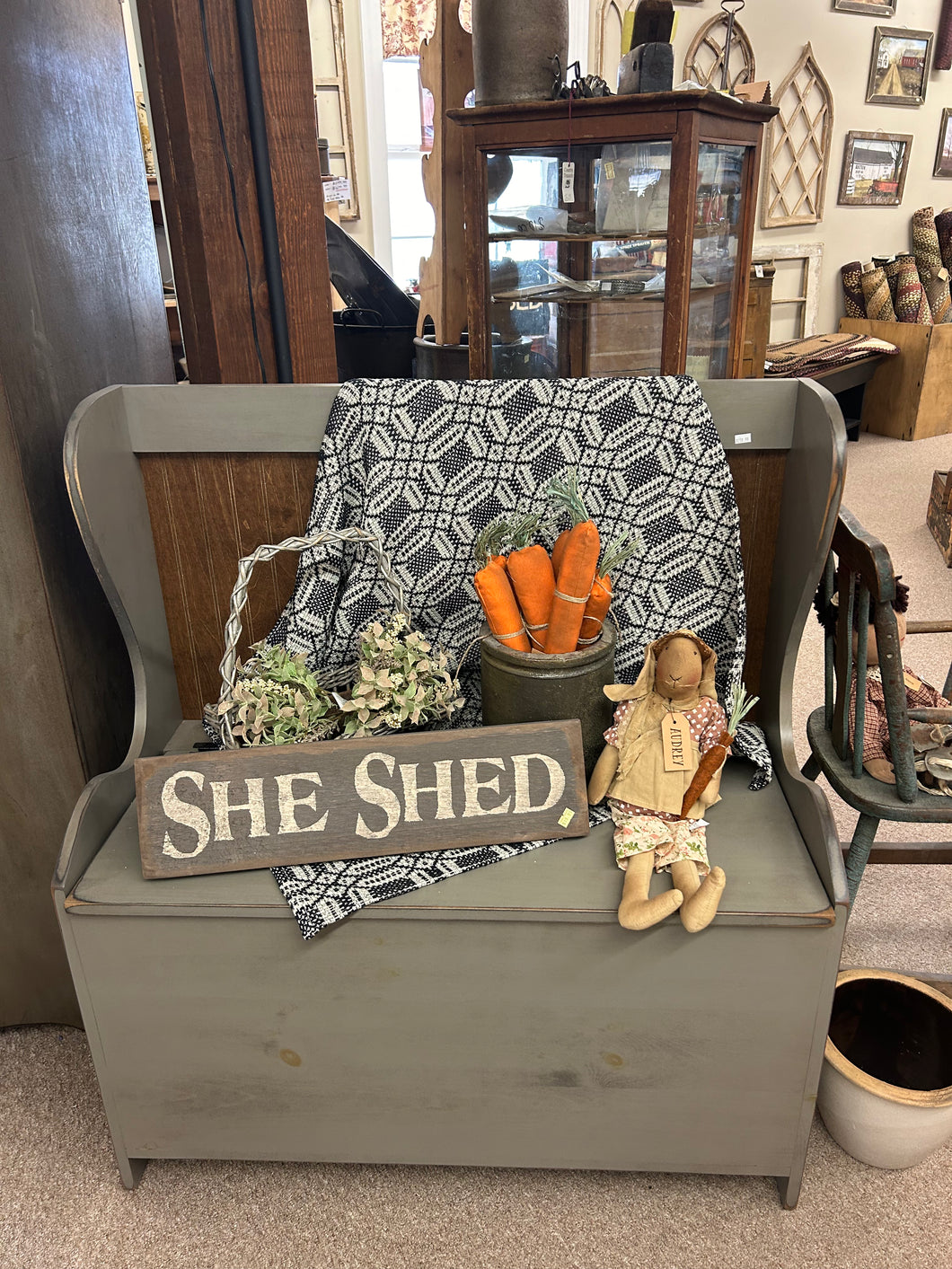 Gray/Stain Deacon Bench