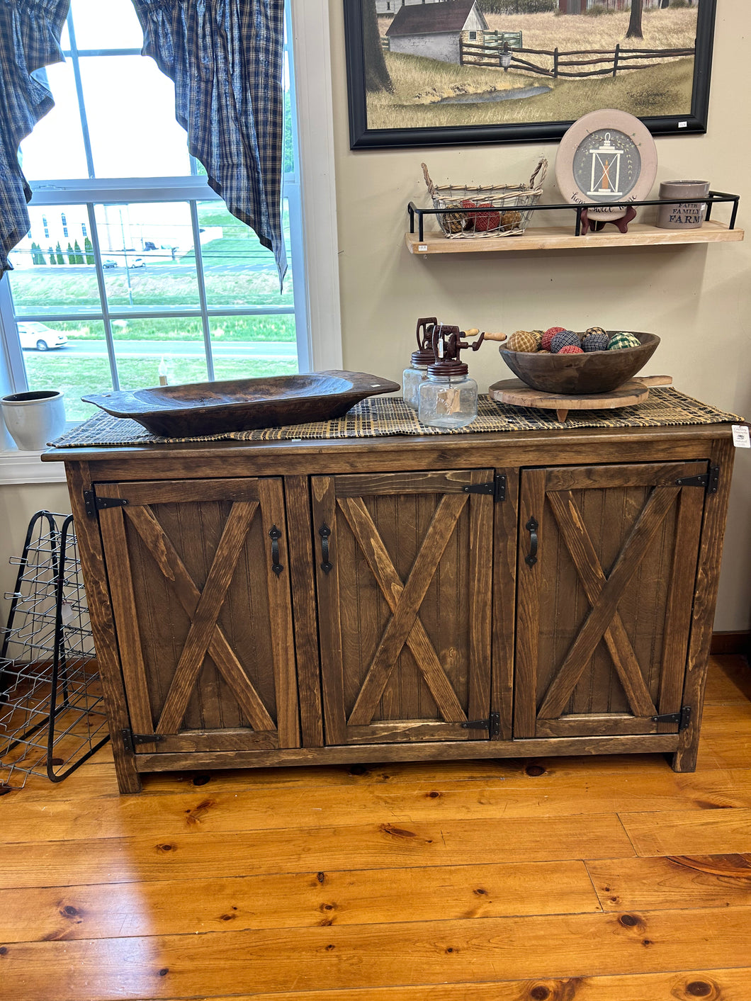 Stain 3 Door Barn Door Console