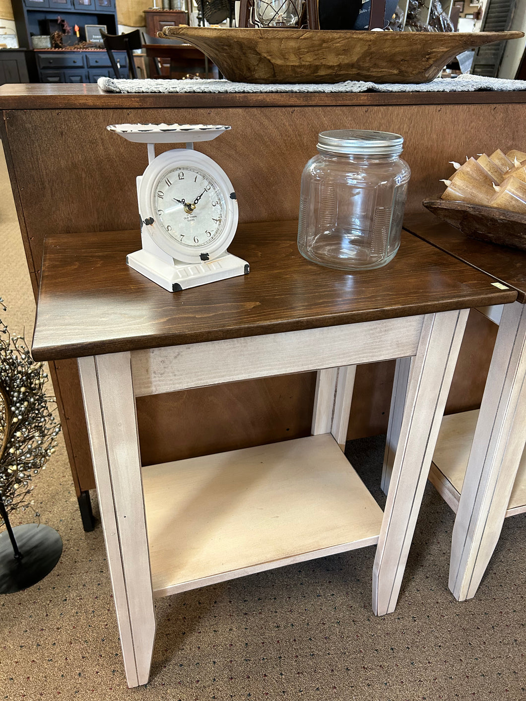 Antique White/Stain End Table