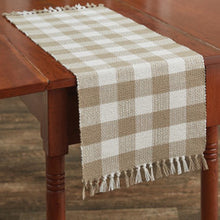 Load image into Gallery viewer, Wicklow Check Natural Table Runner
