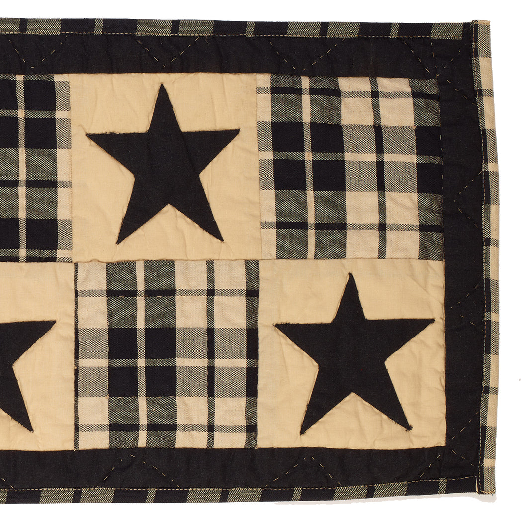 Black Farmhouse Star Quilted Runner